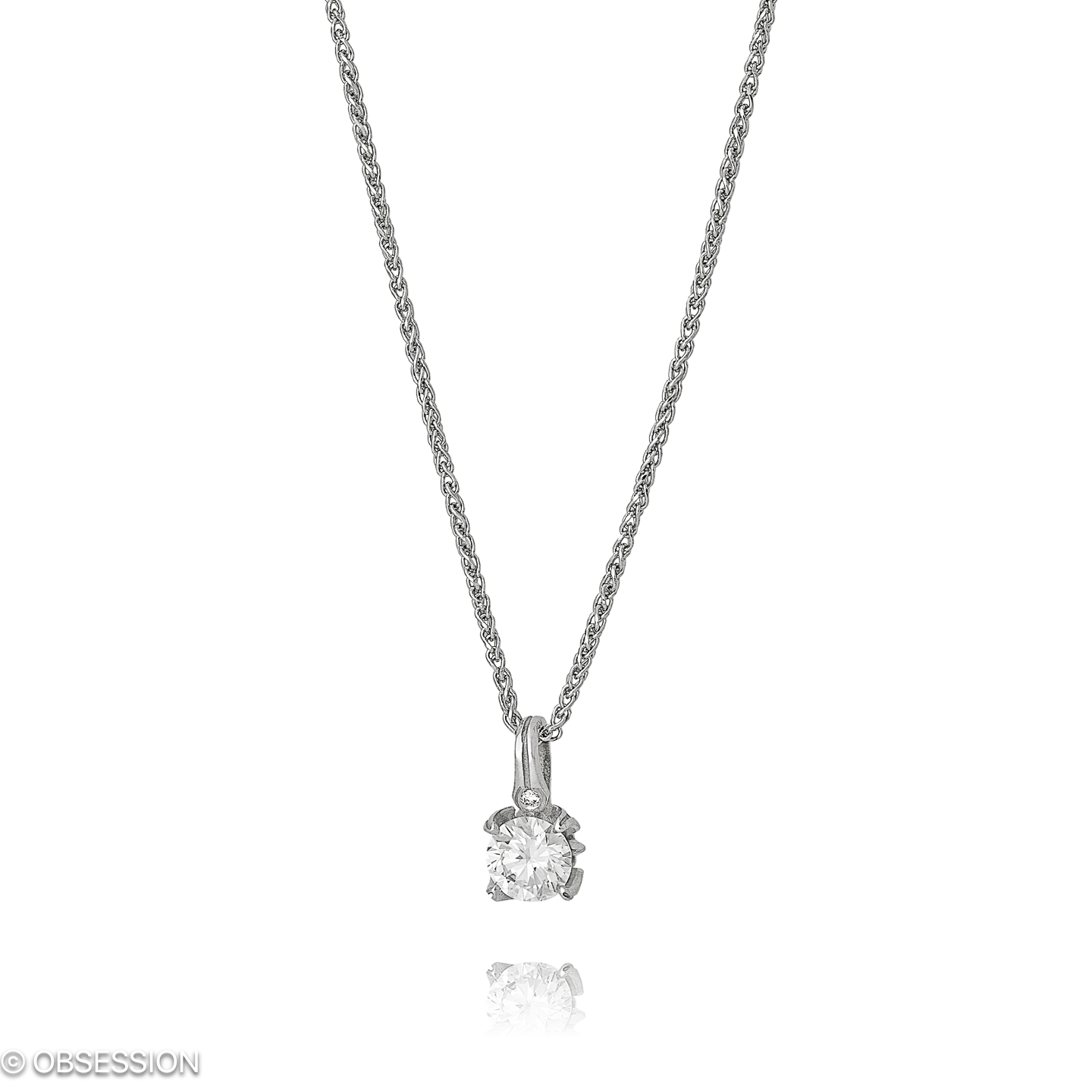 Gremlin-Baby Anhänger mit Kette in Weissgold, mit einer Länge von 420mm.