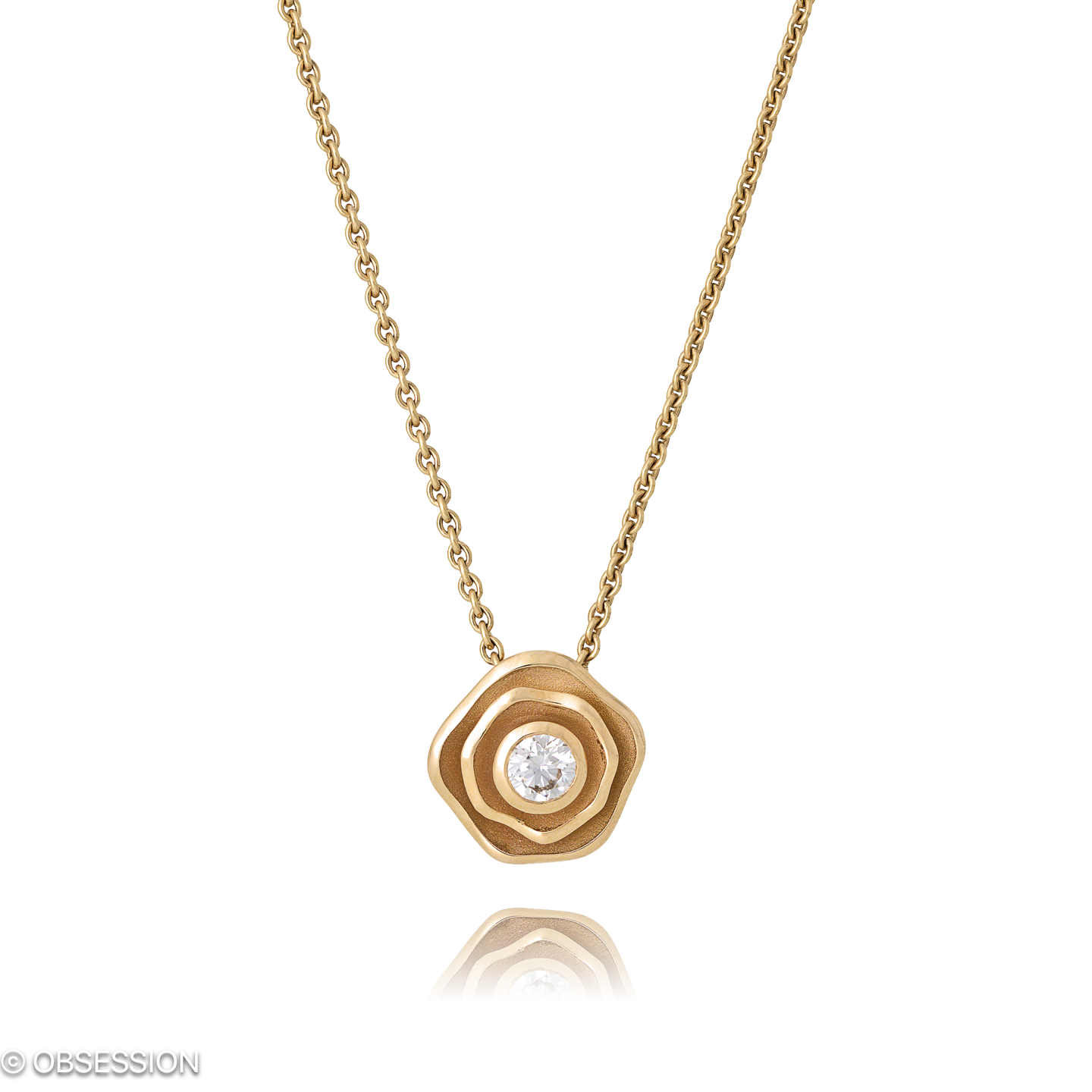 Himalaja Anhänger mit Kette in Rotgold, mit einer Länge von 400mm.