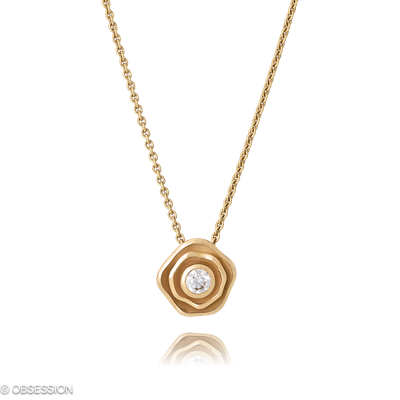 Himalaja Anhänger mit Kette in Rotgold, mit einer Länge von 400mm.