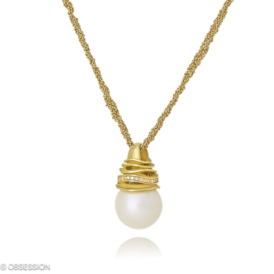 Anhänger mit Kette Himalaja in Gelbgold mit 29 Brillant H si