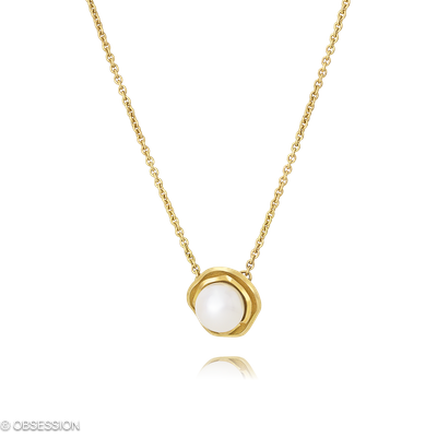 Anhänger mit Kette Himalaja in Gelbgold und einem Akoya-Perle