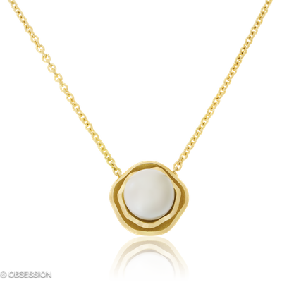 Himalaja Anhänger mit Kette in Gelbgold, mit einer Länge von 400mm.