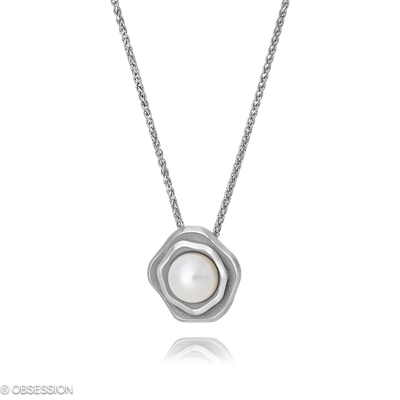 Anhänger mit Kette Himalaja in Weissgold und einem Süssw. Perle