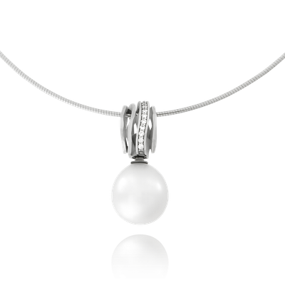 Himalaja Anhänger mit Kette in Weissgold, mit einer Länge von 420mm.