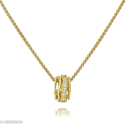 Himalaja Anhänger mit Kette in Gelbgold, mit einer Länge von 420mm.