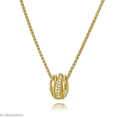 Anhänger mit Kette Himalaja in Gelbgold mit 9 Brillant H si