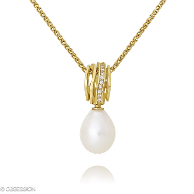 Himalaja Anhänger mit Kette in Gelbgold, mit einer Länge von 420mm.