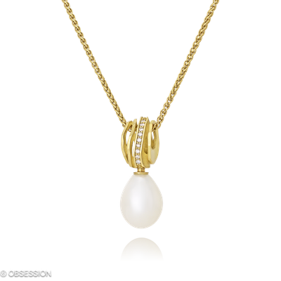 Anhänger mit Kette Himalaja in Gelbgold mit 9 Brillant H si