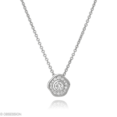 Himalaja Anhänger mit Kette in Weissgold, mit einer Länge von 420mm.