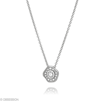 Anhänger mit Kette Himalaja in Weissgold mit 14 Brillant FG, vs1-vs2