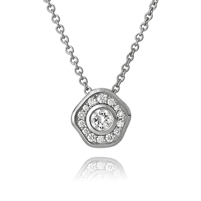 Himalaja Anhänger mit Kette in Weissgold, mit einer Länge von 420mm.