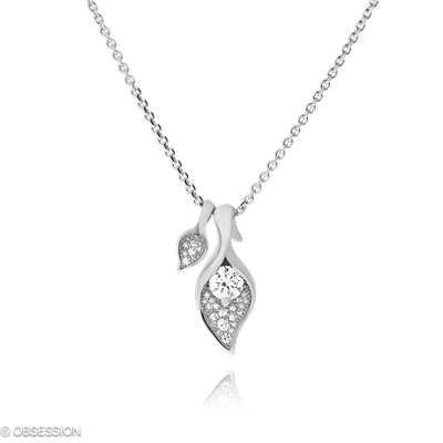 Anhänger mit Kette Kalla in Weissgold mit 28 Brillant FG, vs1-vs2
