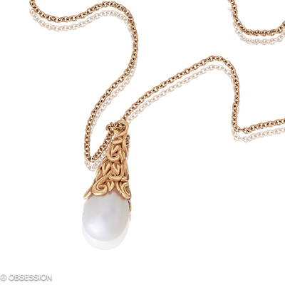 Anhänger mit Kette Lilly Rose in Rotgold und einem Süssw. Perle