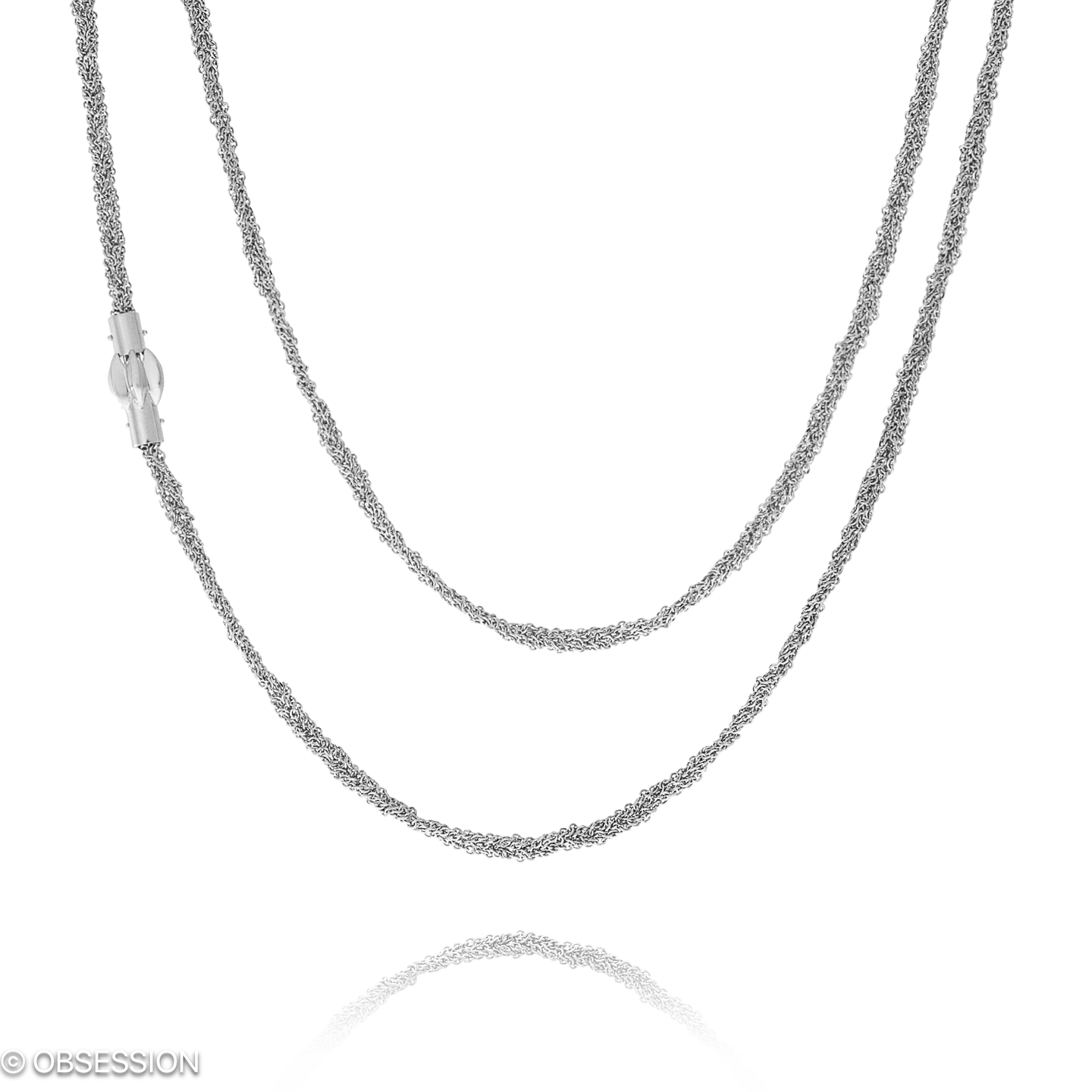 Kordelkette Kette in Weissgold, mit einer Länge von 580mm.