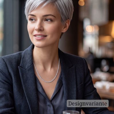 Handgefertigte, exklusive, feine Halskette aus Weissgold mit Steck-Verschluss