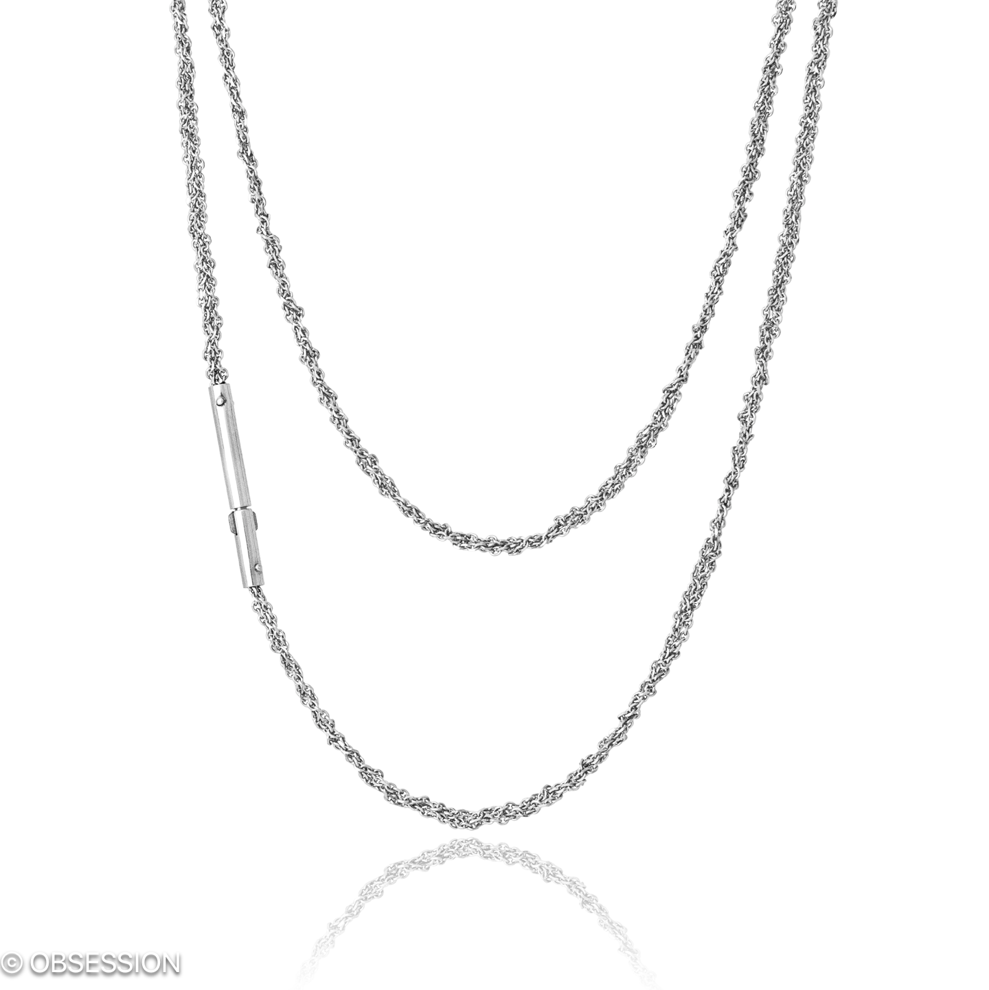 Kordelkette Kette in Weissgold, mit einer Länge von 450mm.