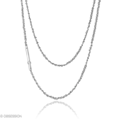 Kordelkette Kette in Weissgold, mit einer Länge von 450mm.