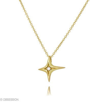 Anhänger mit Kette Milchstrasse in Gelbgold mit 1 Brillant FG, vs1-vs2