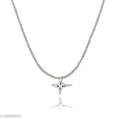 Milchstrasse Diamantcollier in Weissgold, mit einer Länge von 420mm.