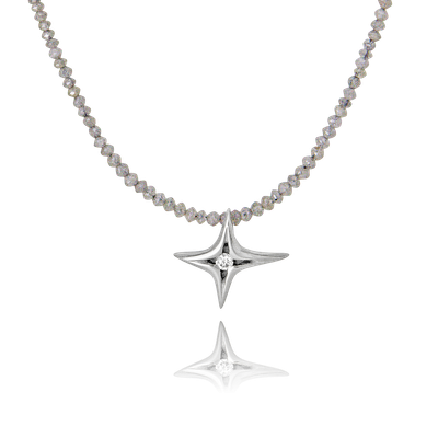 Milchstrasse Diamantcollier in Weissgold, mit einer Länge von 420mm.