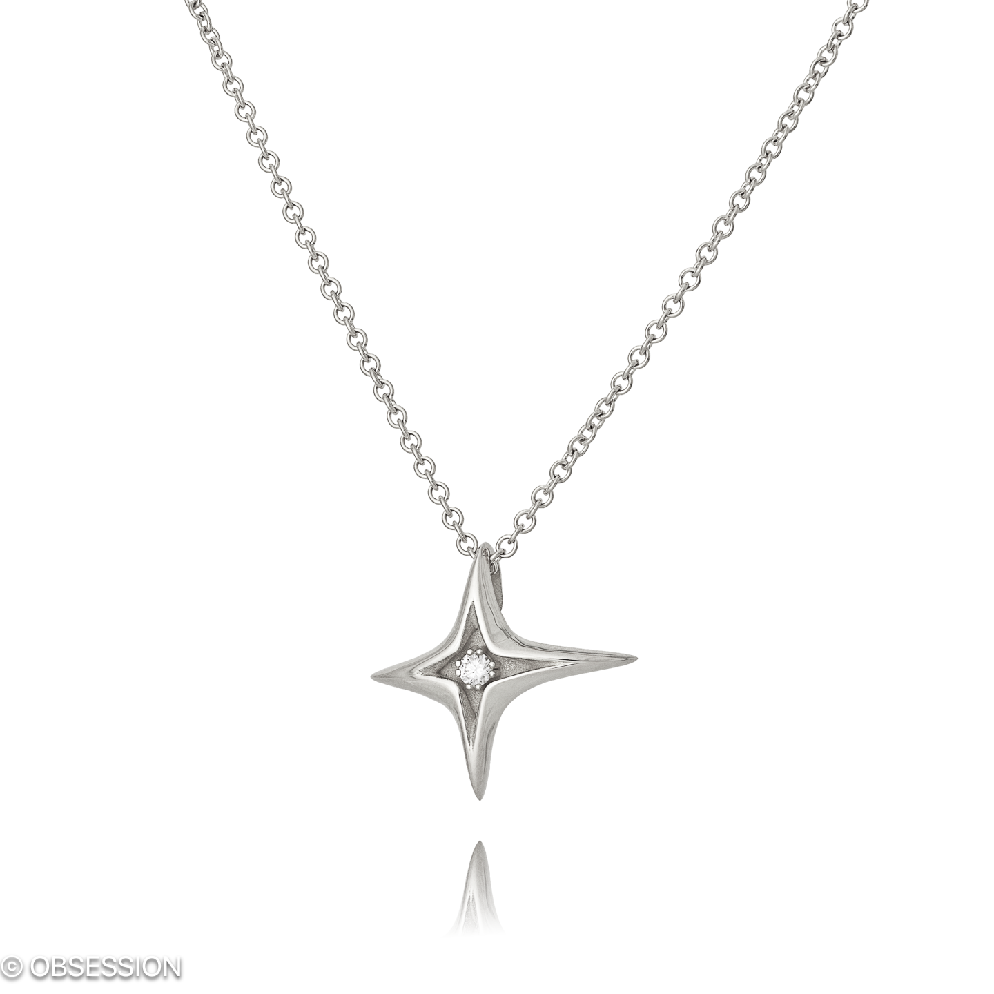 Milchstrasse Anhänger mit Kette in Weissgold, mit einer Länge von 450mm.