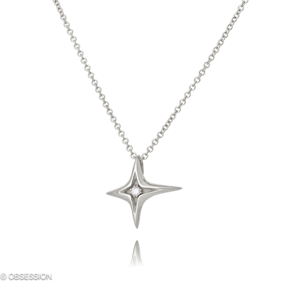 Milchstrasse Anhänger mit Kette in Weissgold, mit einer Länge von 450mm.