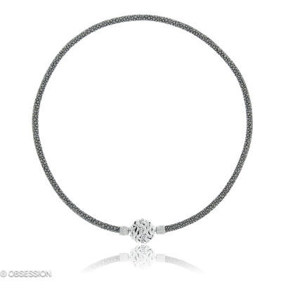Ledercollier Unendliche Geschichte in Weissgold mit 25 Brillant FG, vs1-vs2