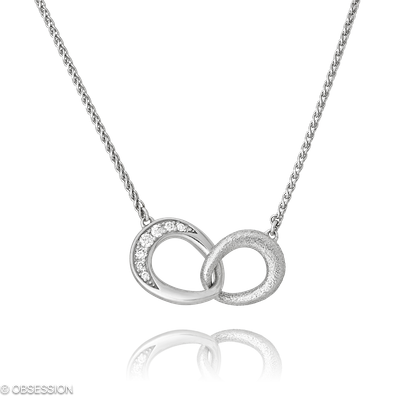 Anhänger mit Kette Unendliche Geschichte in Weissgold mit 7 Brillant FG, vs1-vs2