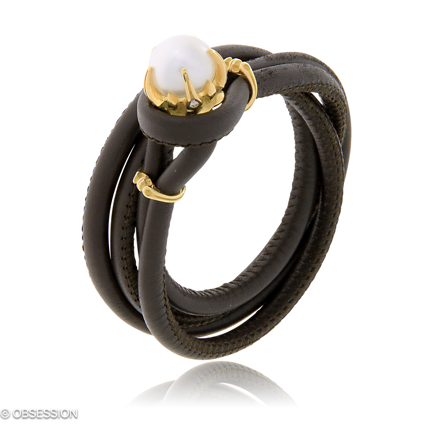 Gremlin Lederarmband in Gelbgold, mit einer Breite von 4mm, geeignet für einen Armumfang von 180mm.