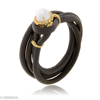 Gremlin Lederarmband in Gelbgold, mit einer Breite von 4mm, geeignet für einen Armumfang von 180mm.