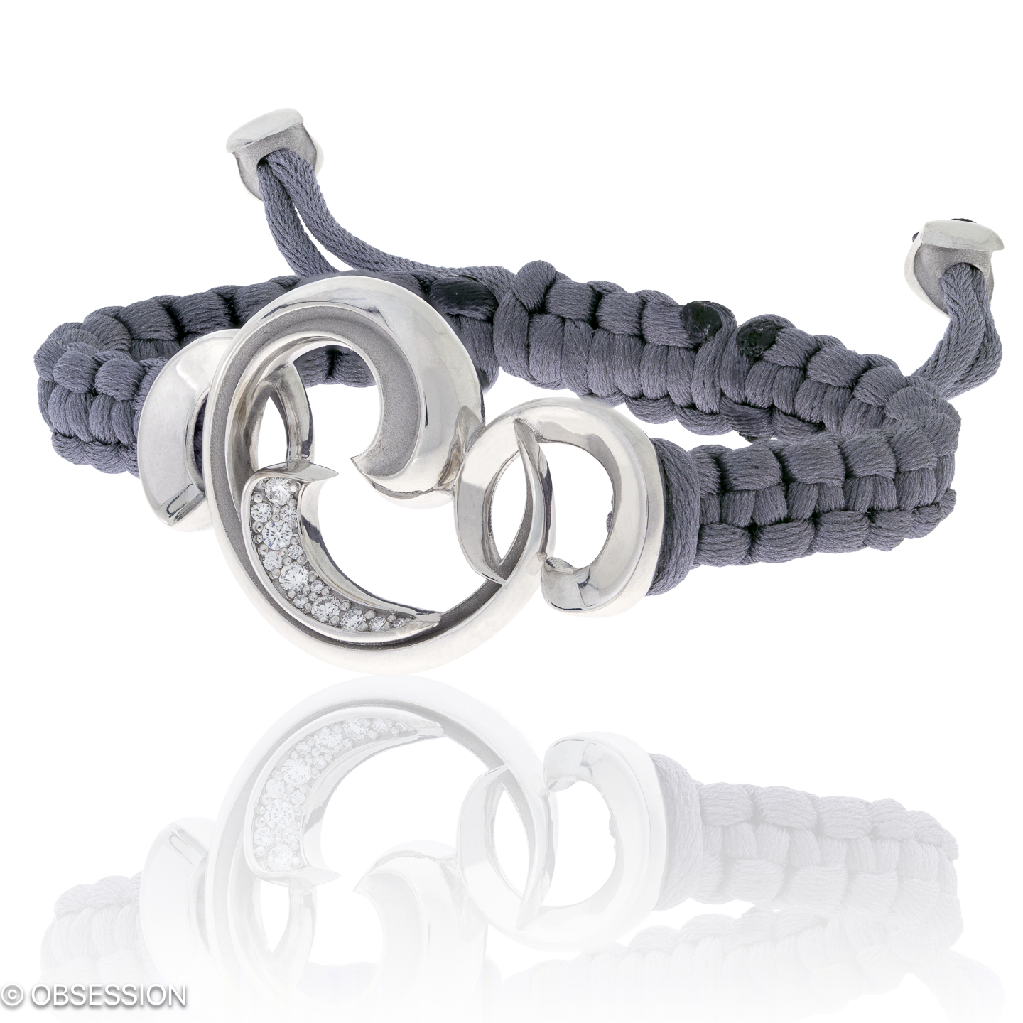 Gipsy Makramee-Armband in Weissgold, mit einer Breite von mm, geeignet für einen Armumfang von 165m…