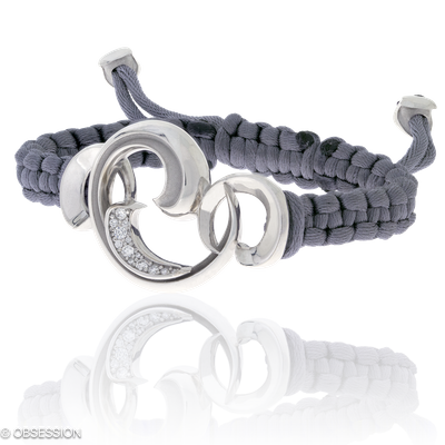 Gipsy Makramee-Armband in Weissgold, mit einer Breite von mm, geeignet für einen Armumfang von 165m…