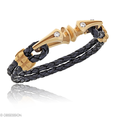 Lederarmband Gremlin in Rotgold und einem Brillant