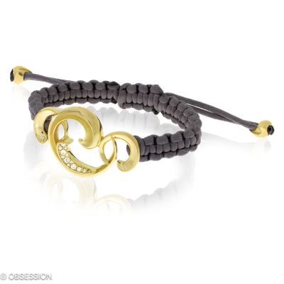 Makramee-Armband Gipsy in Gelbgold mit 13 Brillant si Colored