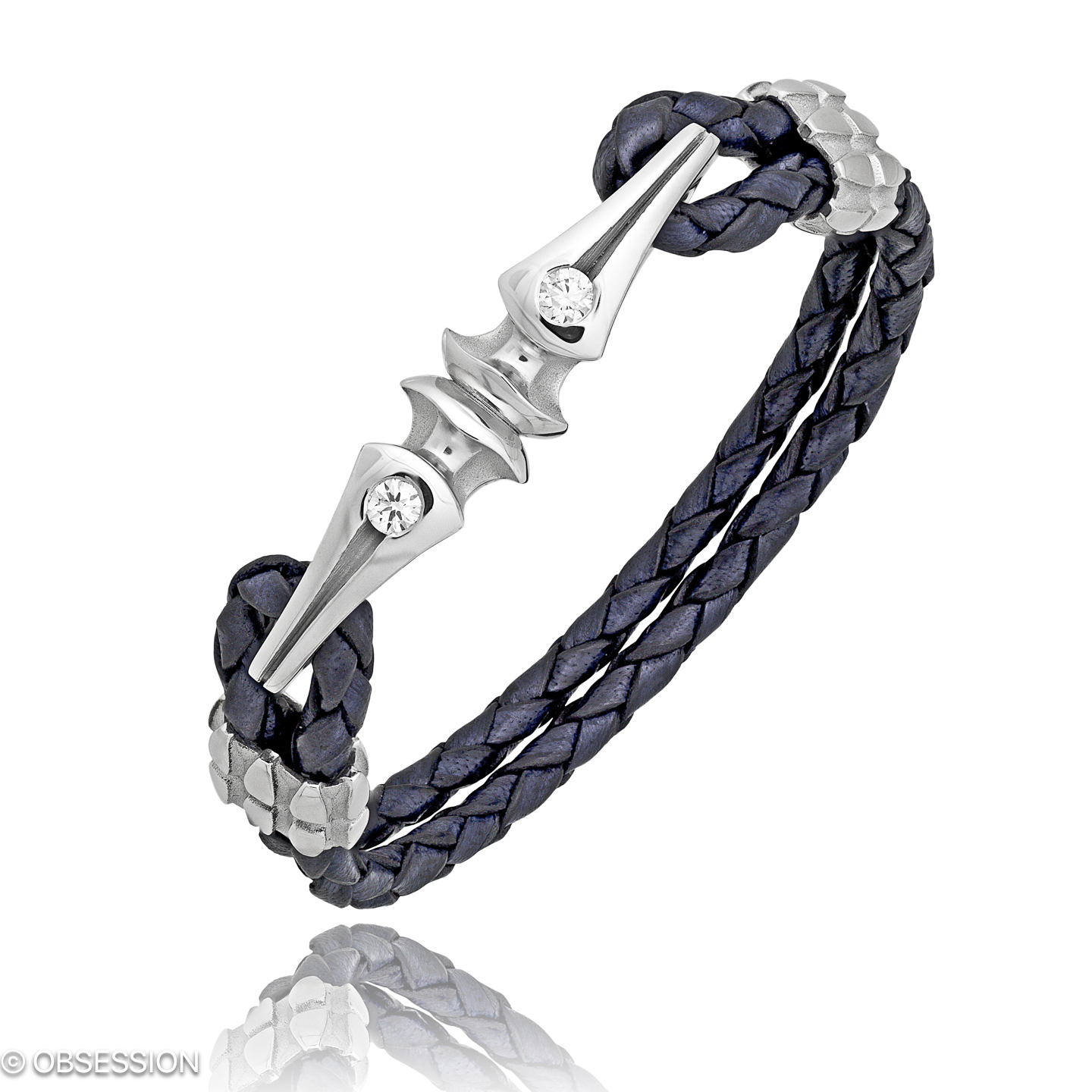 Gremlin Lederarmband in Weissgold, mit einer Breite von 3.5mm, geeignet für einen Armumfang von 140…