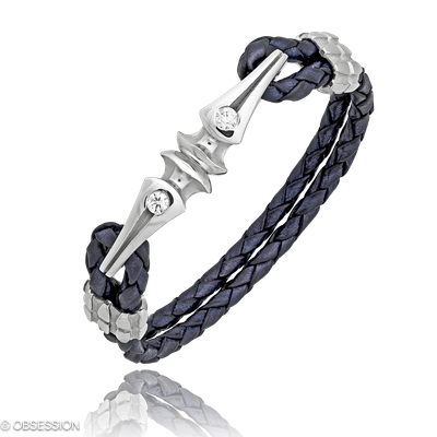 Gremlin Lederarmband in Weissgold, mit einer Breite von 3.5mm, geeignet für einen Armumfang von 140…