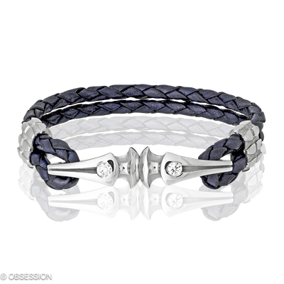 Lederarmband Gremlin in Weissgold und einem Brillant