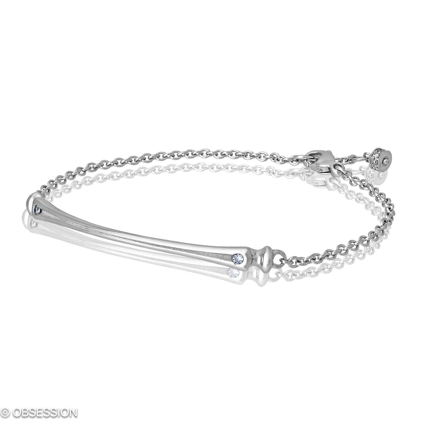 Gremlin-Baby Armkette in Weissgold, mit einer Breite von 3mm, geeignet für einen Armumfang von 175m…