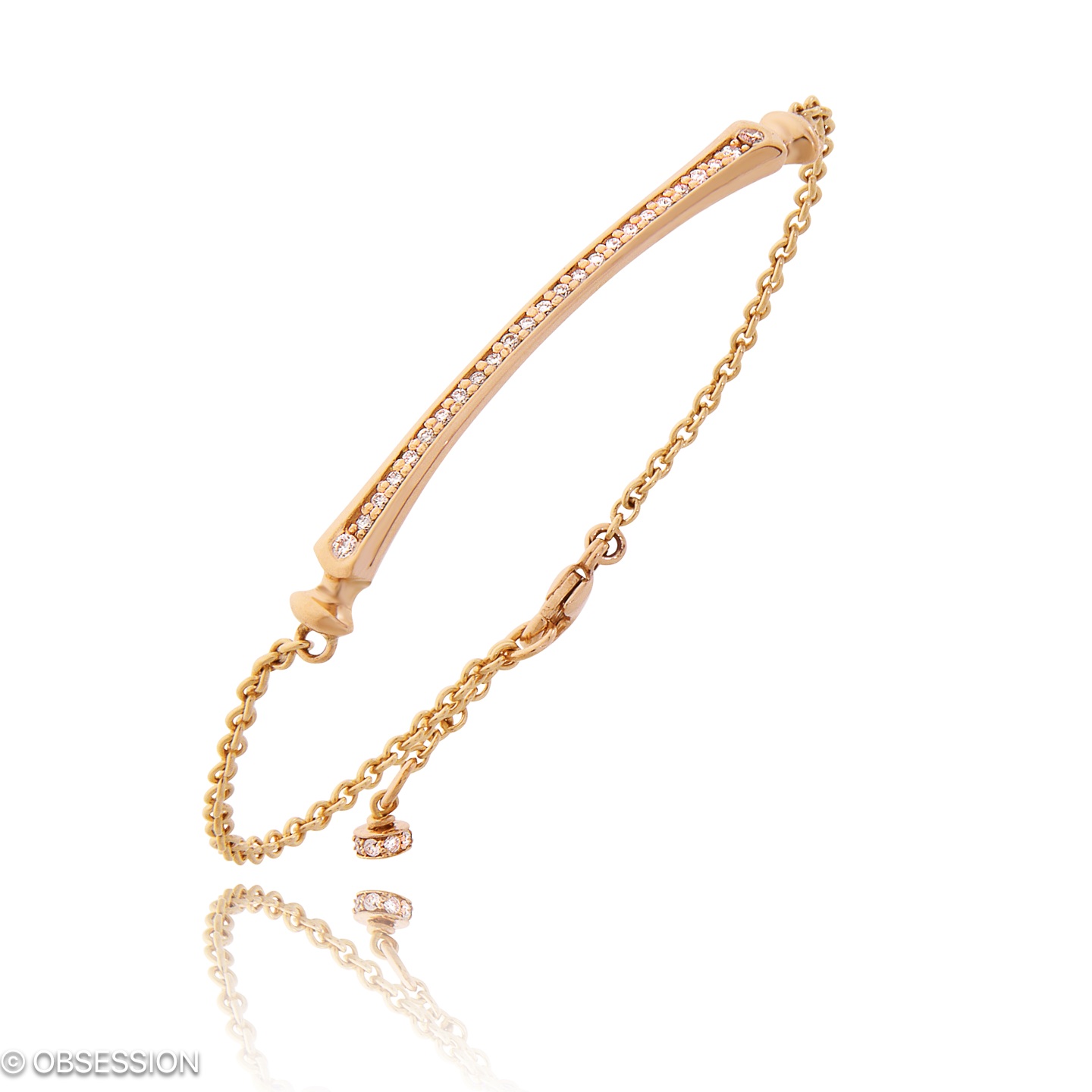 Gremlin-Baby Armkette in Rotgold, mit einer Breite von 3mm, geeignet für einen Armumfang von 175mm.