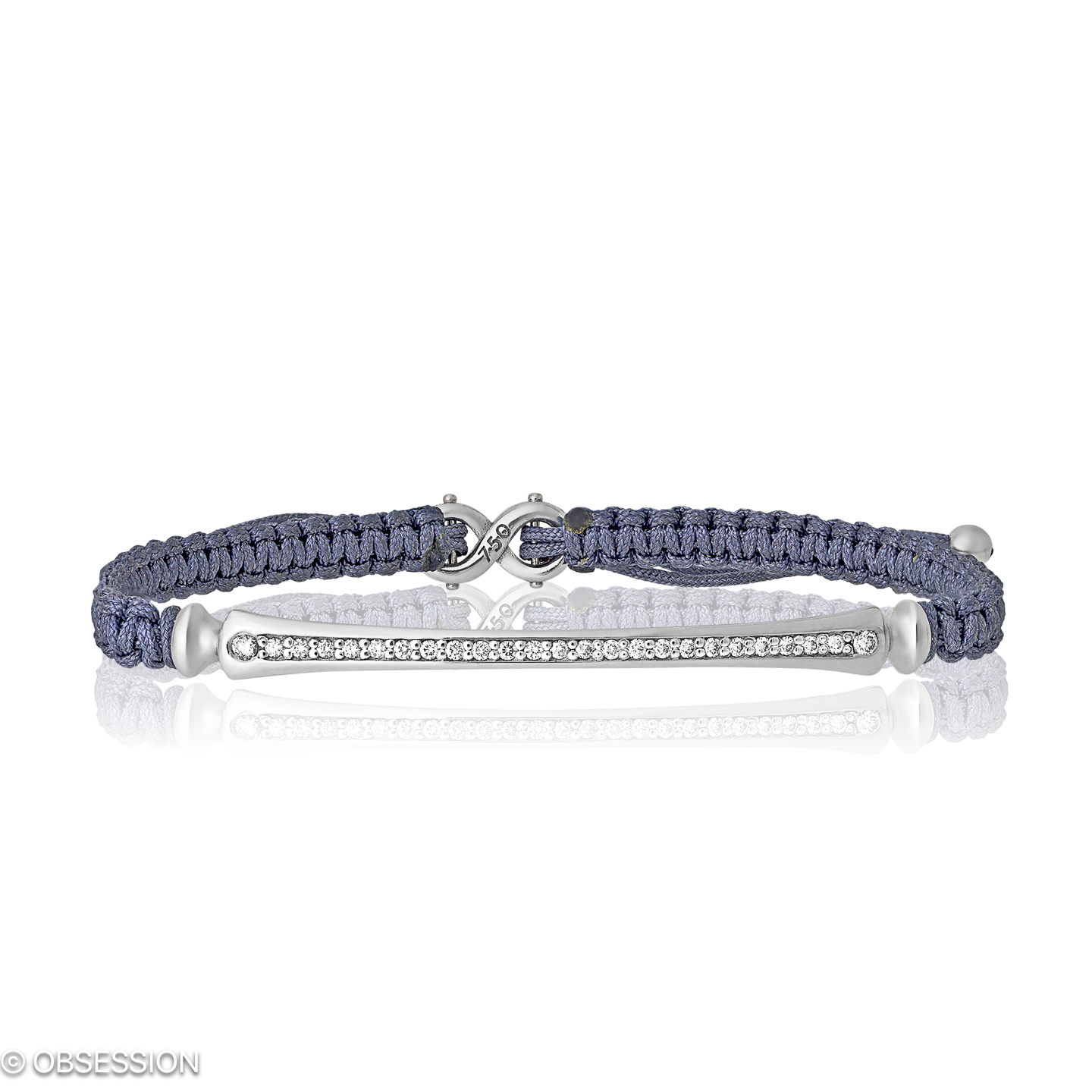 Gremlin-Baby Makramee-Armband in Weissgold, mit einer Breite von mm, geeignet für einen Armumfang v…