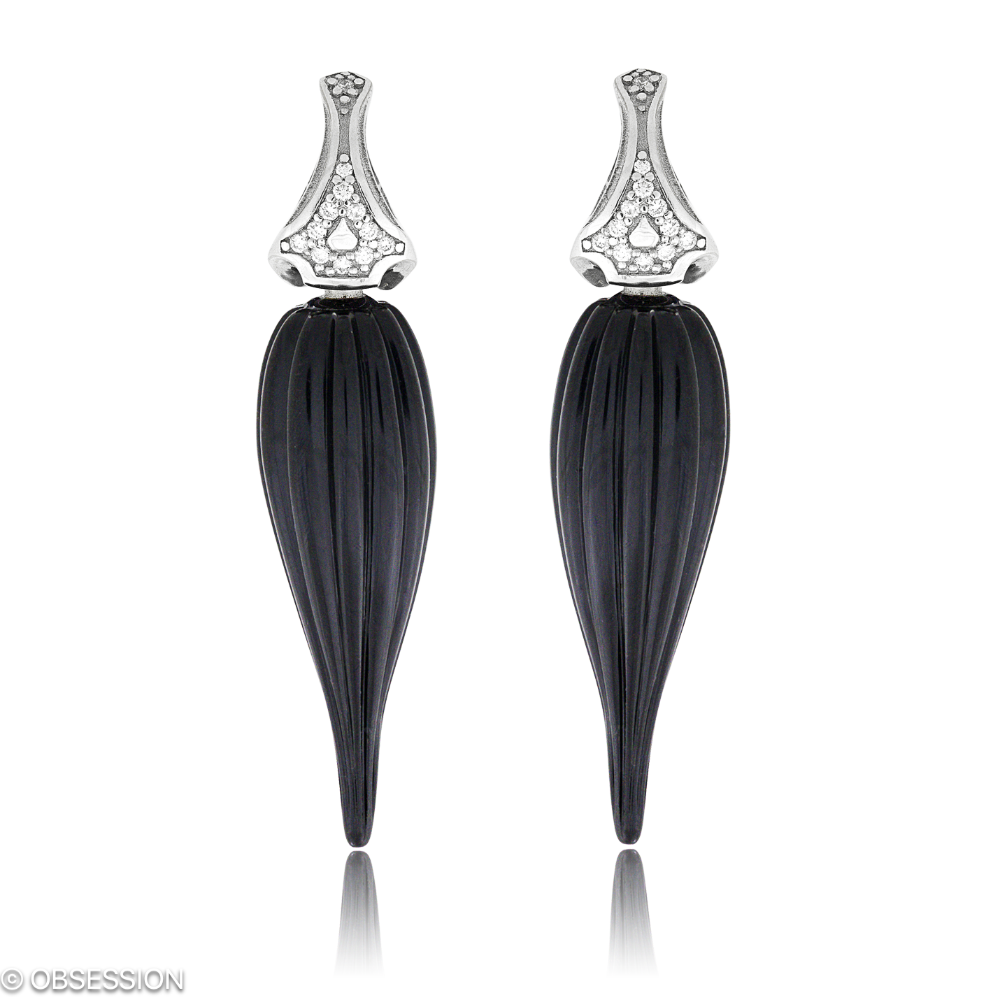 Ohrstecker, Eternity mit Onix graviert