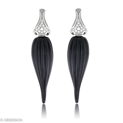 Ohrstecker, Eternity mit Onix graviert