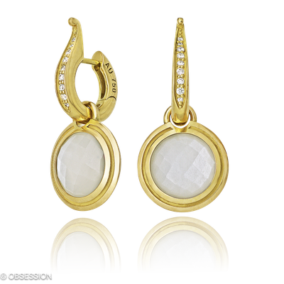 Kreole mit Einhänger Fatima in Gelbgold mit 18 Brillant H si