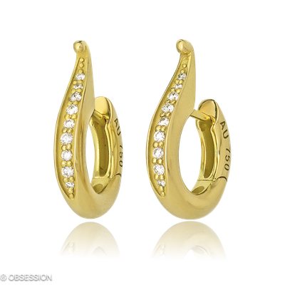 Kreole mit Einhänger Fatima in Gelbgold mit 18 Brillant FG, vs1-vs2