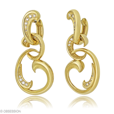 Kreole mit Einhänger Gipsy in Gelbgold mit 32 Brillant si Colored