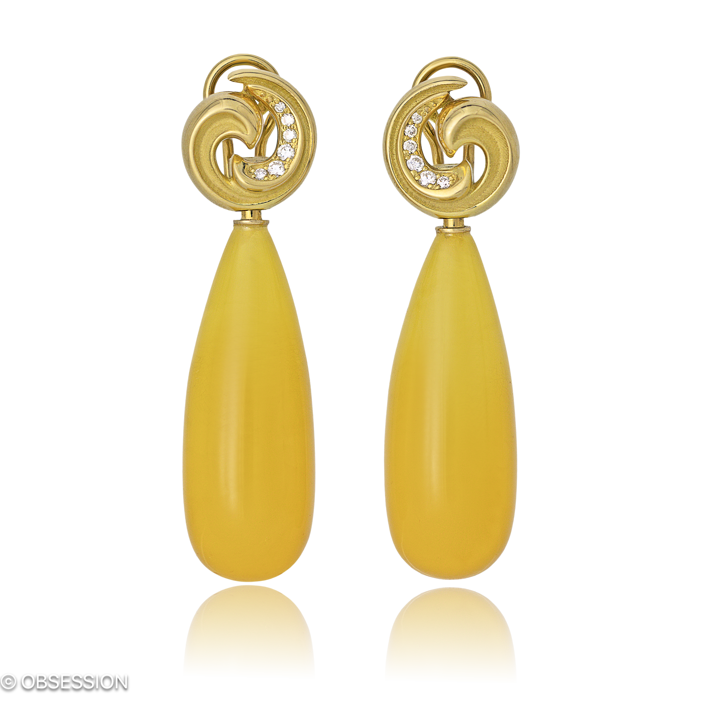 Gipsy Ohrclip mit Einhänger in Gelbgold