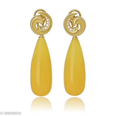 Gipsy Ohrclip mit Einhänger in Gelbgold