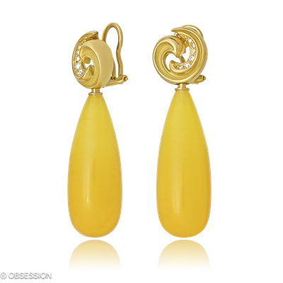 Ohrclip mit Einhänger Gipsy in Gelbgold mit 12 Brillant FG, vs1-vs2
