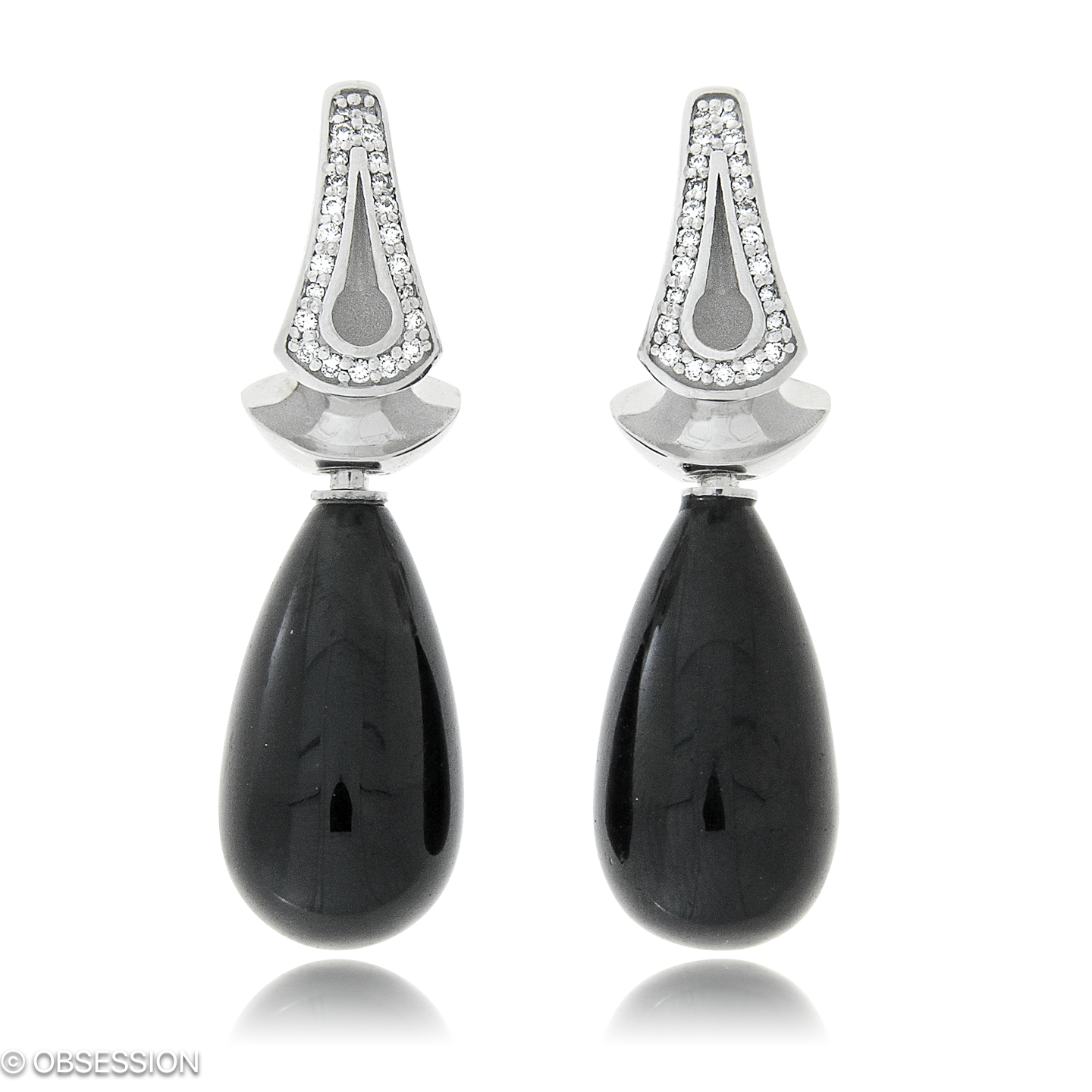 Gremlin Ohrclip mit Einhänger in Weissgold