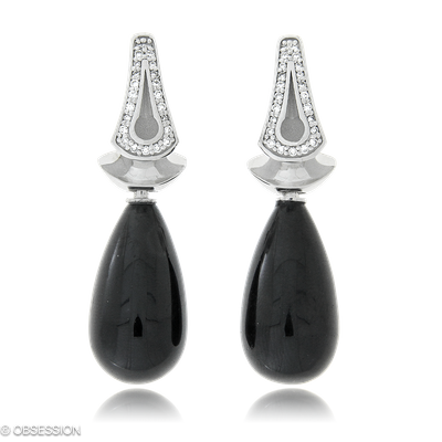 Gremlin Ohrclip mit Einhänger in Weissgold